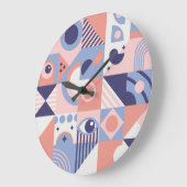 正方形シェイプ：幾何学的抽象芸術モザイク ラージ壁時計 (傾斜)