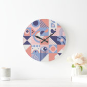 正方形シェイプ：幾何学的抽象芸術モザイク ラージ壁時計 (ホーム)