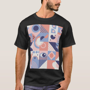 正方形シェイプ:幾何学的抽象芸術モザイク Tシャツ