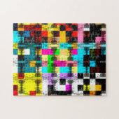 正方形ジオメトリックカラフル抽象芸術アート ジグソーパズル (横)