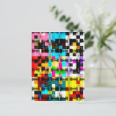 正方形ジオメトリックカラフル抽象芸術アート ポストカード (スタンド正面)