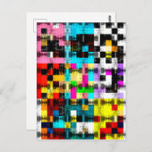 正方形ジオメトリックカラフル抽象芸術アート ポストカード (正面/裏面)