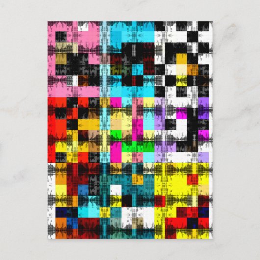 正方形ジオメトリックカラフル抽象芸術アート ポストカード (正面)