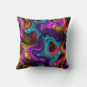 正方形スワーズパープルティール(緑がかった色)ピンクイエロー金ゴールド クッション (裏面)