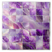 正方形タイルモザイクアメジストと真珠 タイル (正面)