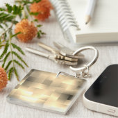 正方形パターンのセピア色 キーホルダー (正面右)