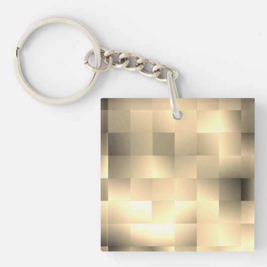 正方形パターンのセピア色 キーホルダー (正面)