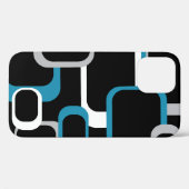 正方形パターンレトロブルーグレーホワイトブラック Case-Mate iPhoneケース (裏面 (横))