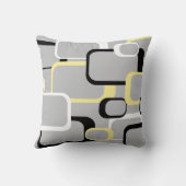 正方形パターンレトロ白黒黄 クッション (裏面)