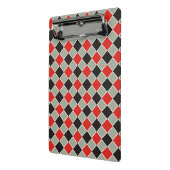 正方形パターン黒の赤い白+バックグラファー。 ミニクリップボード (アングル2)
