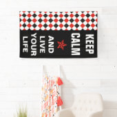 正方形パターン黒の赤い白+バックグラファー。 横断幕 (インサイチュ)