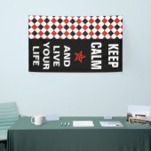 正方形パターン黒の赤い白+バックグラファー。 横断幕 (トレードショー)