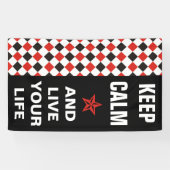 正方形パターン黒の赤い白+バックグラファー。 横断幕 (横)