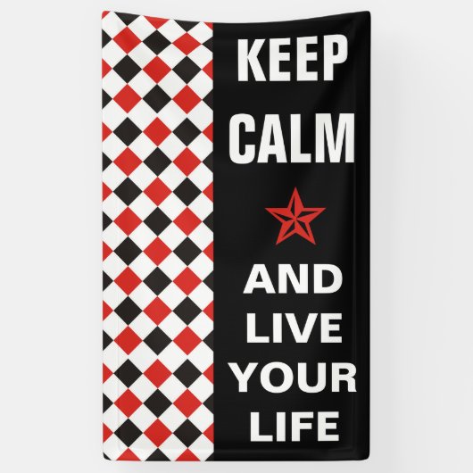 正方形パターン黒の赤い白+バックグラファー。 横断幕 (縦)