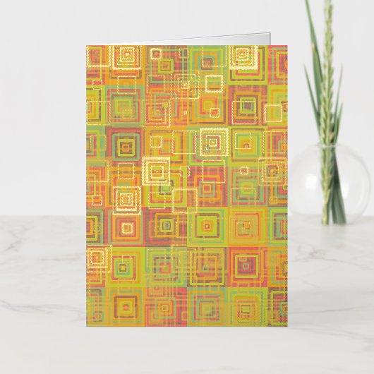 正方形パターン 箔グリーティングカード (正面)