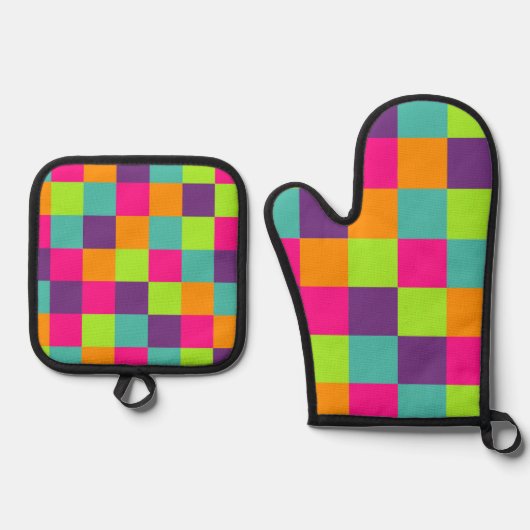 正方形パターン 鍋つかみ&鍋敷きセット (正面)