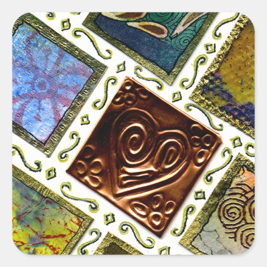 正方形パター違うン技法の銅ハート スクエアシール (正面)