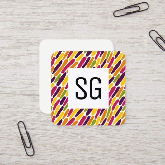 正方形パネル – イニシャル – カラスプラッシュ030322 スクエア名刺 (正面/裏面インサイチュ)