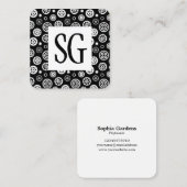 正方形パネル – イニシャル-ギアパターン スクエア名刺 (正面/裏面)