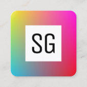 正方形パネル – イニシャル – グラデーションY、M、B、R、 スクエア名刺 (正面)