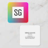 正方形パネル – イニシャル – グラデーションY、M、B、R、 スクエア名刺 (正面/裏面)