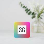 正方形パネル – イニシャル – グラデーションY、M、B、R、 スクエア名刺 (スタンド正面)