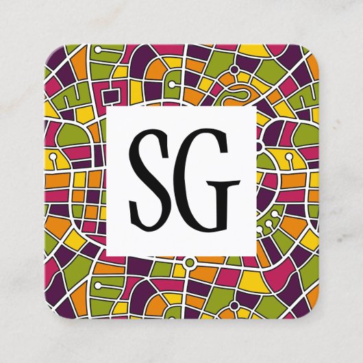 正方形パネル – イニシャル – マップパターン030520 スクエア名刺 (正面)