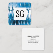 正方形パネル – イニシャル – 重なり合う春青 スクエア名刺 (正面/裏面)