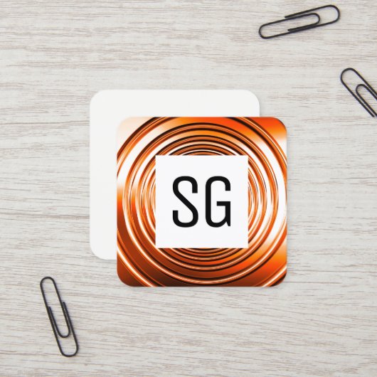 正方形パネル – イニシャル – 長春オレンジ スクエア名刺 (正面/裏面インサイチュ)