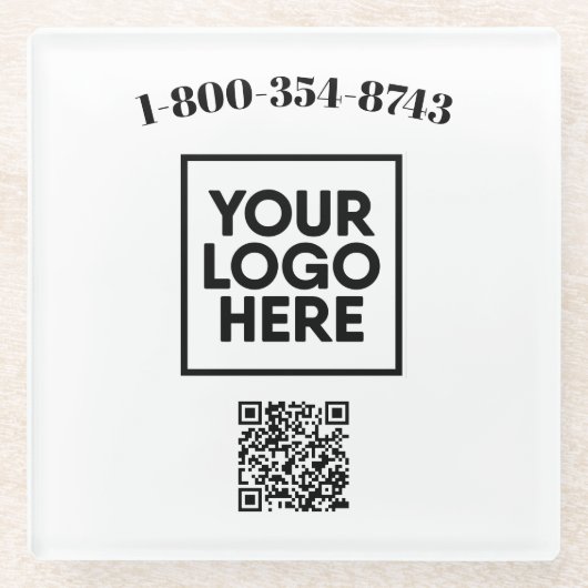 正方形パーソナライズされたカスタムロゴQRコード ガラスコースター (正面)