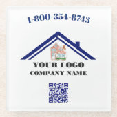 正方形パーソナライズされたカスタムロゴQRコード  ガラスコースター (正面)