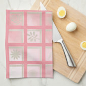 正方形ピンクの花柄 キッチンタオル (四つ折り)