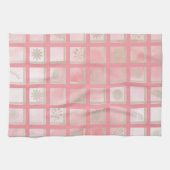 正方形ピンクの花柄 キッチンタオル (横)