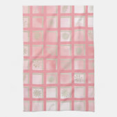正方形ピンクの花柄 キッチンタオル (縦)