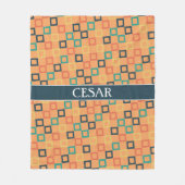 正方形ピーチブルーミニマルパターン フリースブランケット (正面)