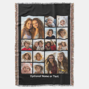 正方形フォトコラージュ14枚の写真が色を変更できる スローブランケット