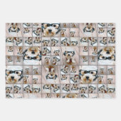 正方形フォトコラージュ – 最大14枚の写真ブラック ラッピングペーパーシート (正面3)