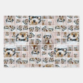 正方形フォトコラージュ – 最大14枚の写真ブラック ラッピングペーパーシート (正面2)