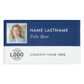 正方形フォトロゴネイビーブルーホワイト磁気大 名札 (正面)