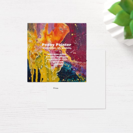 正方形フルブリードアーティストのビジネスとタイトルカード (デスク)