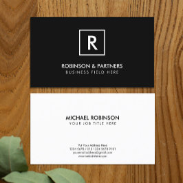 正方形フレームのミニマルイニシャル（黒） 名刺