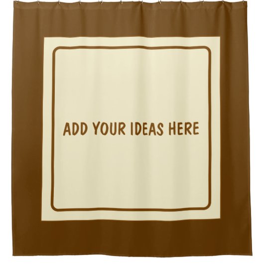 正方形フレームベージュ+アイディア シャワーカーテン (正面)