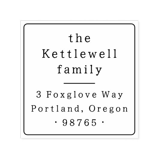 正方形フレームヴィンテージタイポグラフィ差出人住所 セルフインキングスタンプ (デザイン)