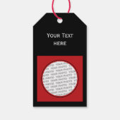 正方形フレーム赤+あなたの写真、文字&バックガー。 ギフトタグ (裏面)
