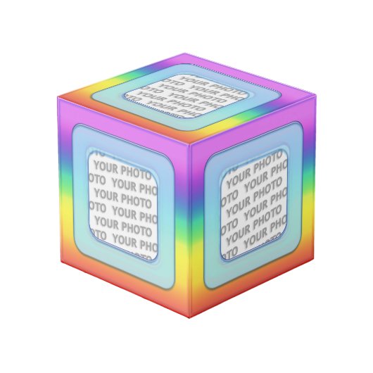 正方形フレームIIIの色が付いた+あなたの写真 フォトキューブ (正面アングル)