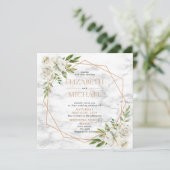 正方形フローラ銅幾何大理石結婚の 招待状 (スタンド正面)