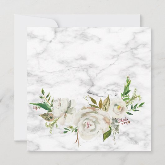 正方形フローラ銅幾何大理石結婚の 招待状 (裏面)