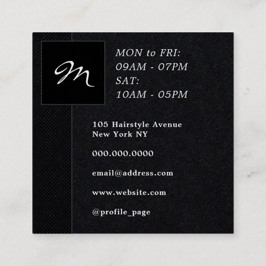 正方形ブラックダブルフレームモノグラム スクエア名刺 (裏面)