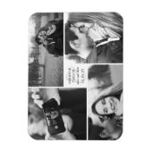 正方形ブロック4フォトコラージュモダン日付の保存 マグネット (縦)