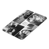 正方形ブロック4フォトコラージュモダン日付の保存 マグネット (左側)